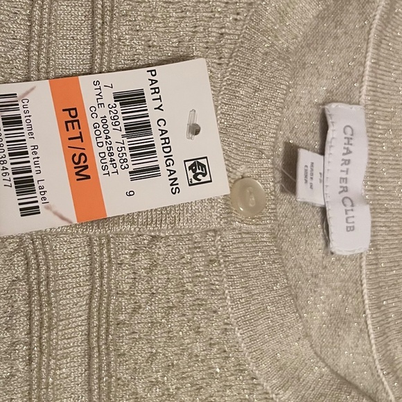Charter Club Party Cardigans Gold Petite Small New - Picture 2 of 2